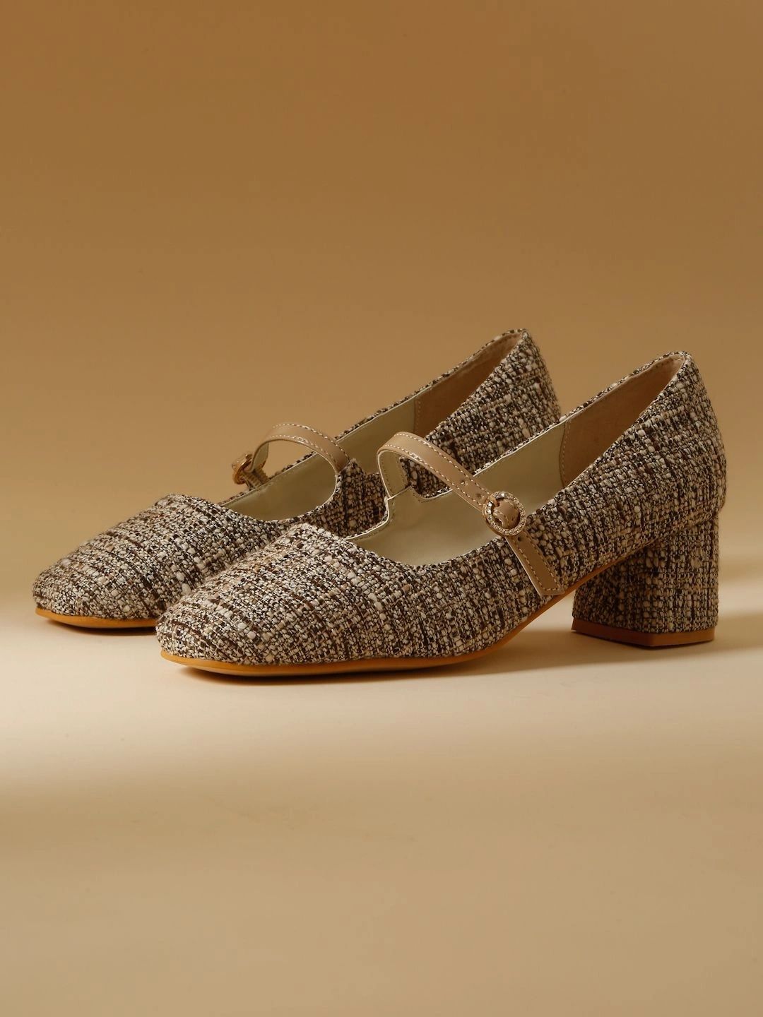 VALIOSAA Textured Block Pumps with Buckles-picture-37