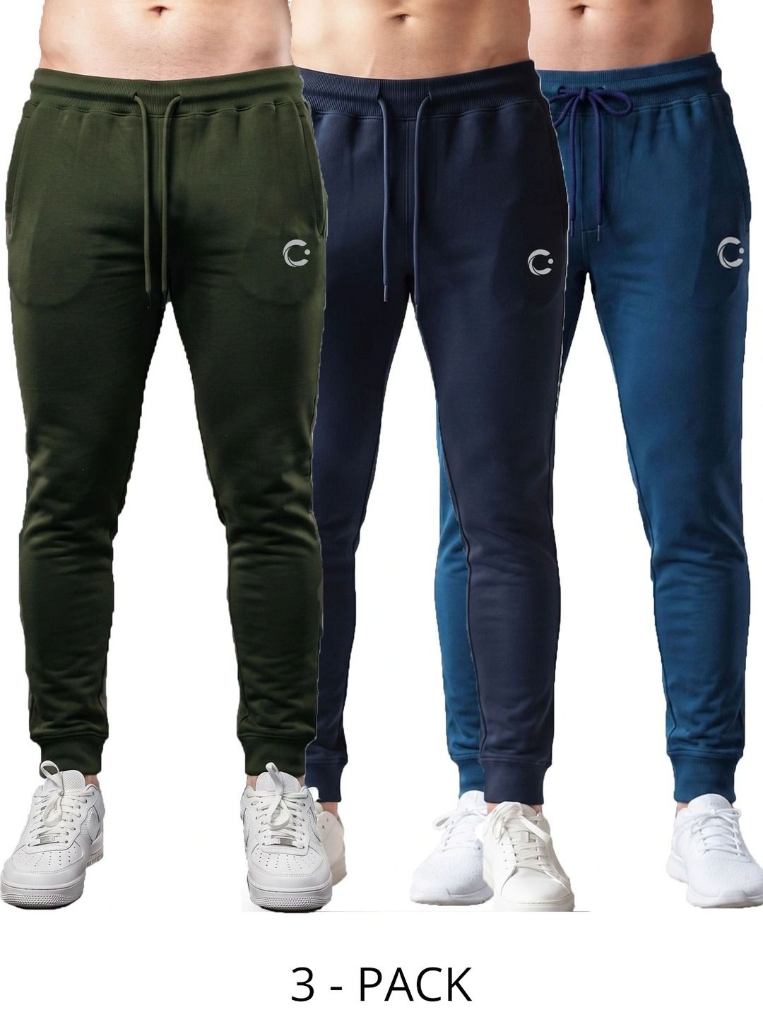T.T. Men Pack of 3 Regular Fit Brand Logo Training Joggers-picture-34