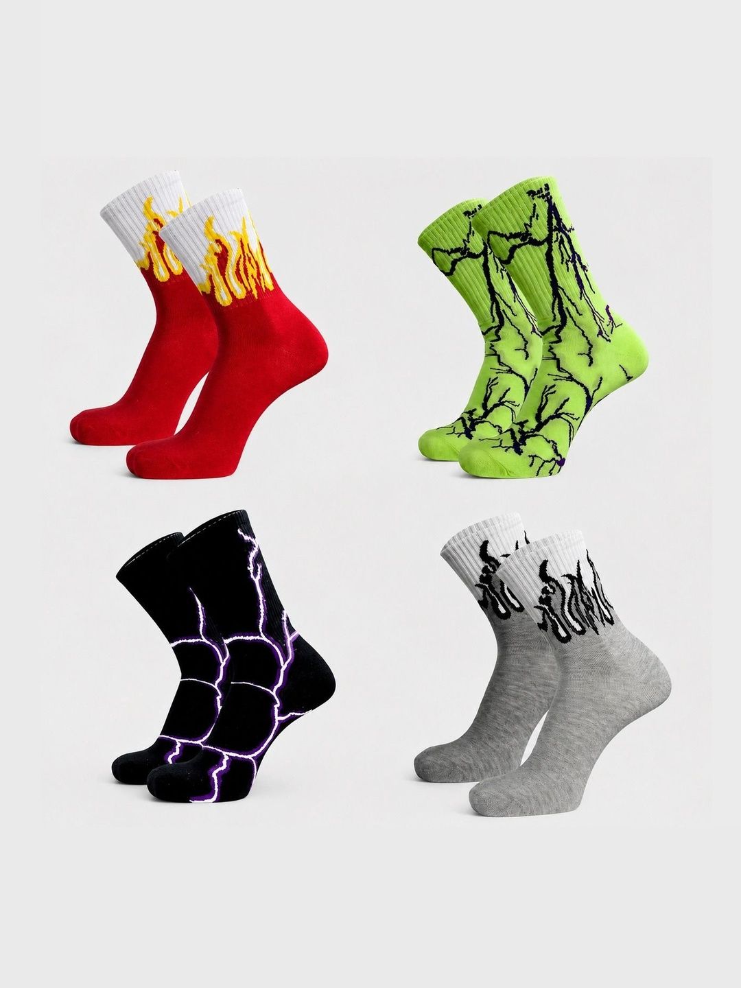 BEAR&BEYOND Men Pack of 4 Cotton Assorted Patterned Above Ankle Socks-picture-13