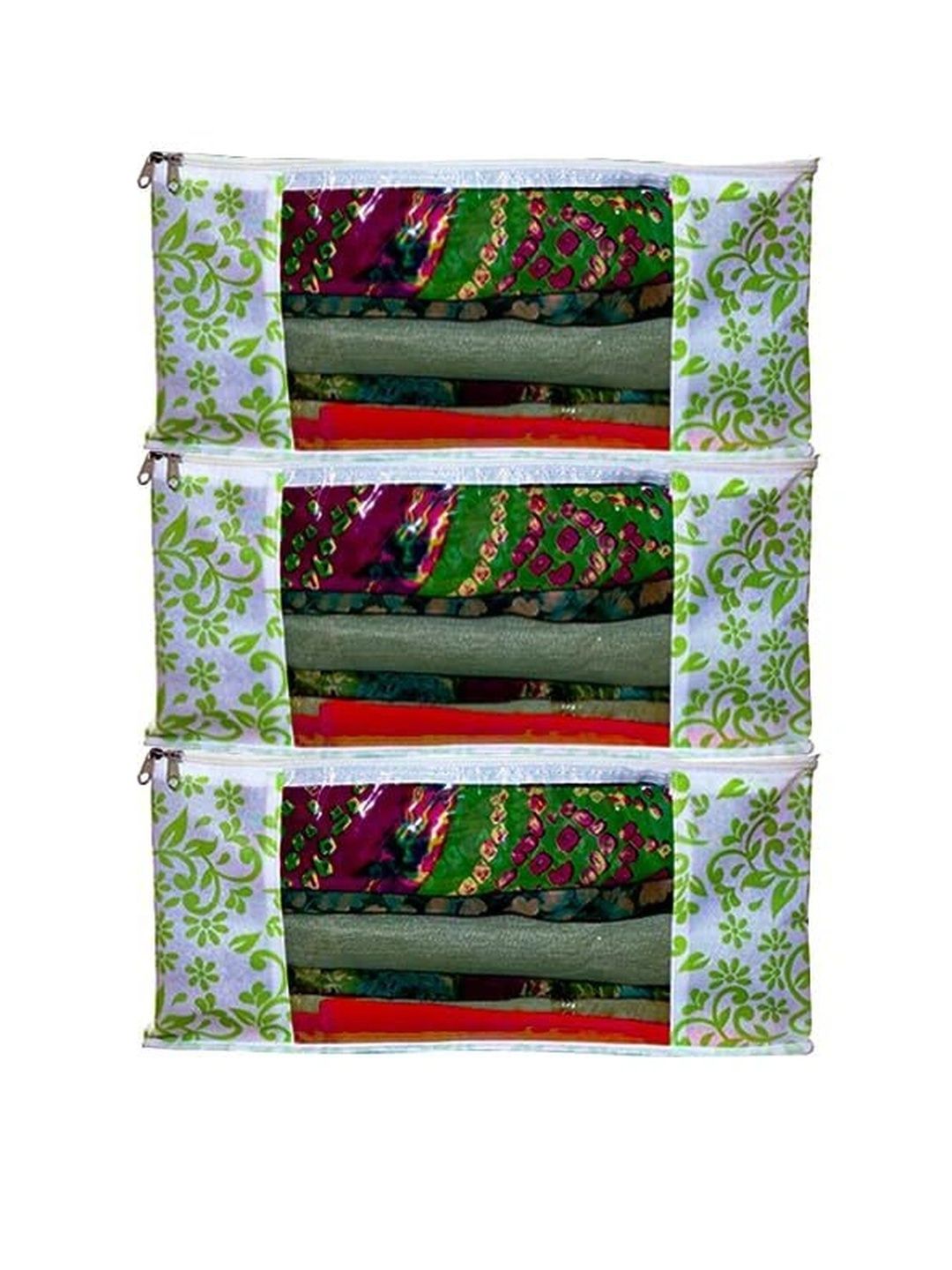 ANKIT INTERNATIONAL Green Set of 3 Reusable Multi-Utility Organisers-picture-27