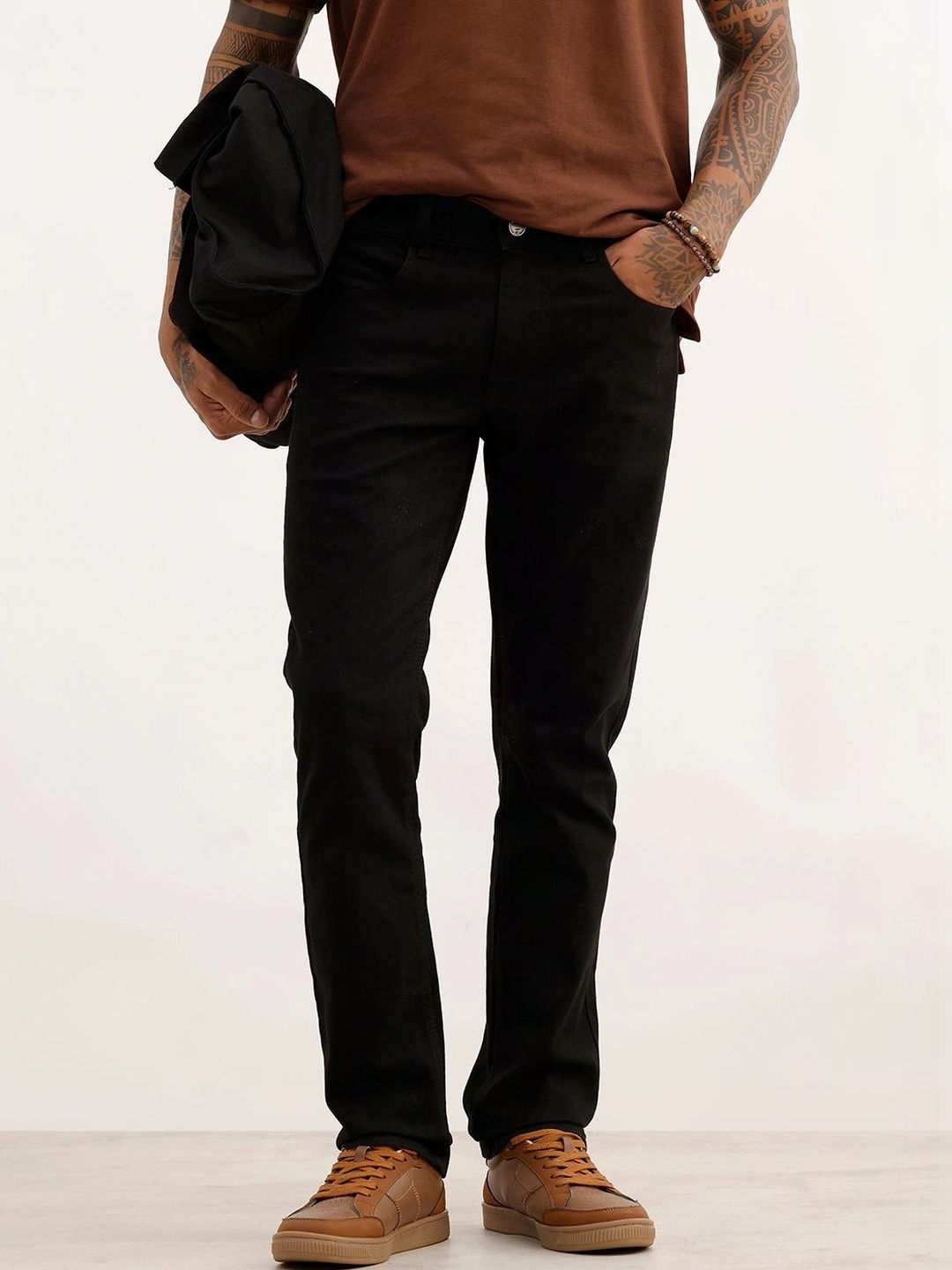 WROGN Men Slim Fit Mid-Rise Stretchable Jeans-picture-18