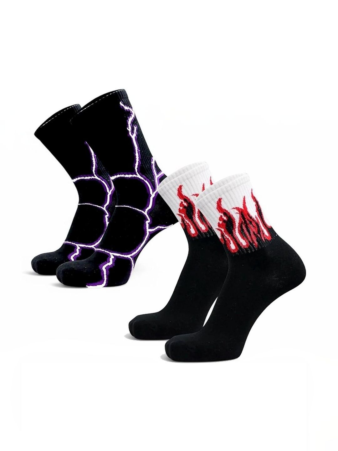 BEAR&BEYOND Men Pack of 2 Cotton Assorted Patterned Above Ankle Socks-picture-18