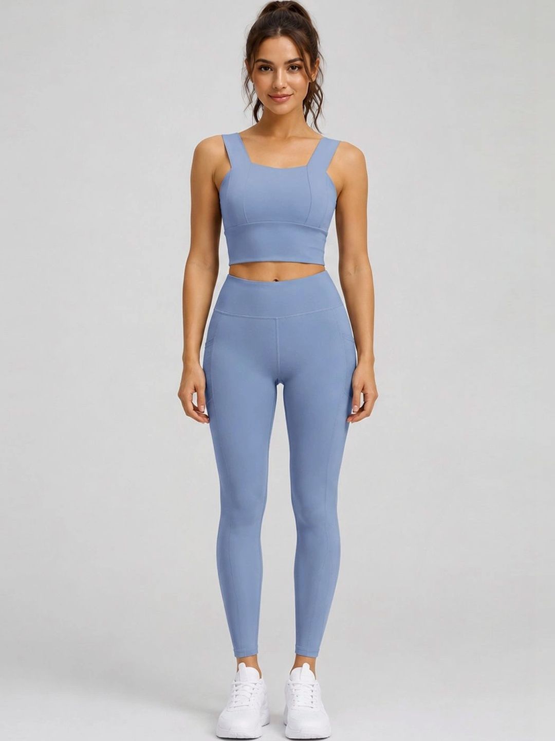 stylecast flex StyleCast Women Flex Square Neck Gym Top With Tights Co-Ords-picture-11