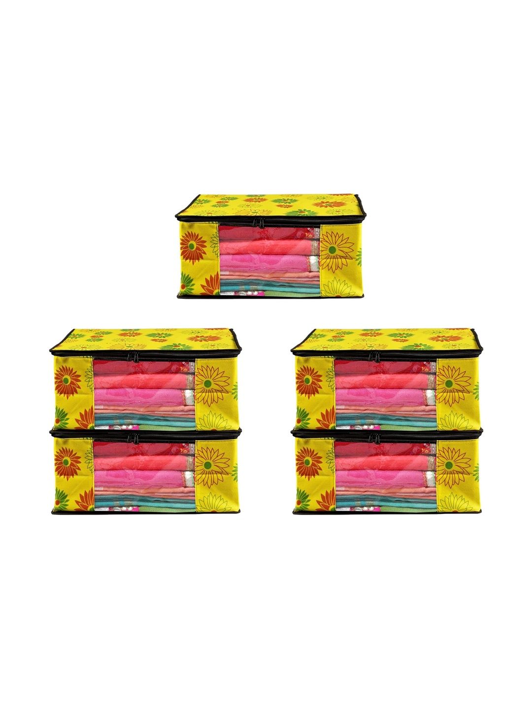 ANKIT INTERNATIONAL Yellow Set of 5 Reusable Multi-Utility Organisers-picture-14