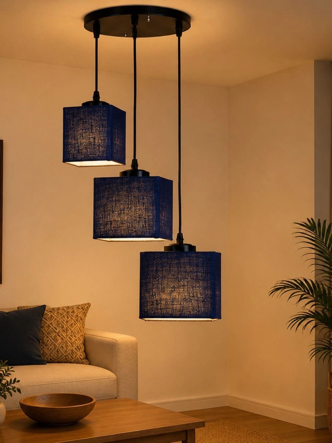 Myntra Elegant Homes Blue Textured Contemporary Ceiling Lamp-picture-15