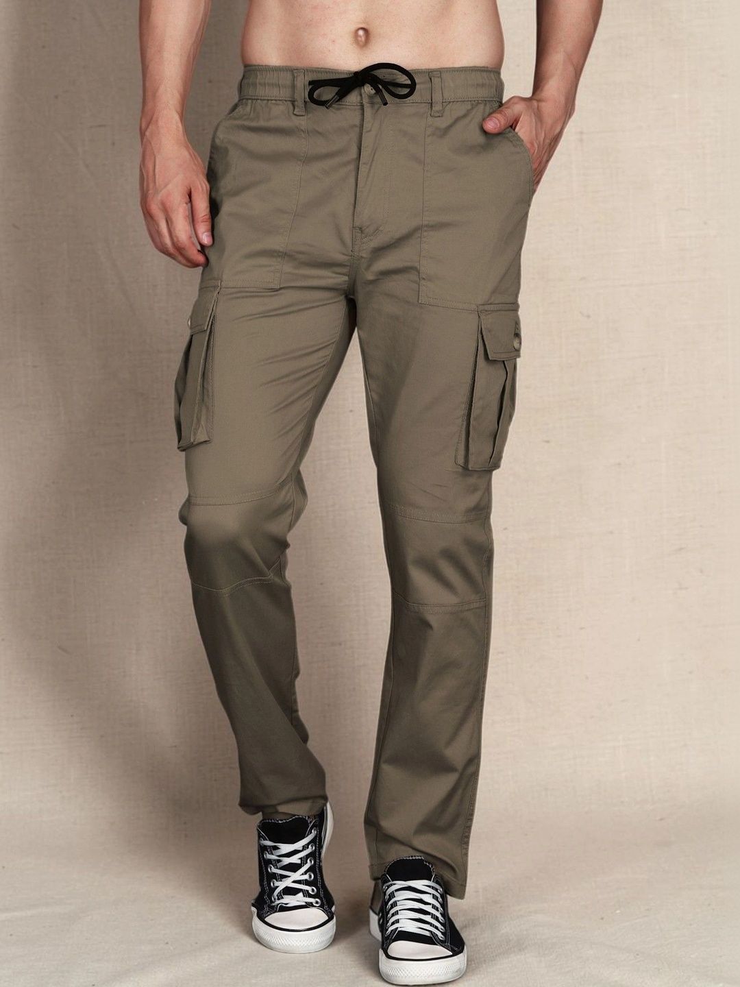 Mast & Harbour Men Relaxed Straight Leg Easy Wash Cargos Trousers-picture-50