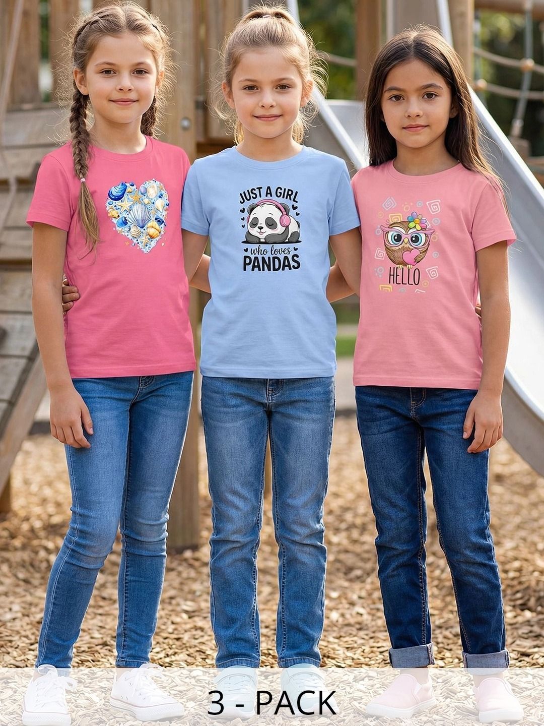 HELLCAT Girls Pack Of 3 Kung Fu Panda Printed Cotton T-shirt-picture-33