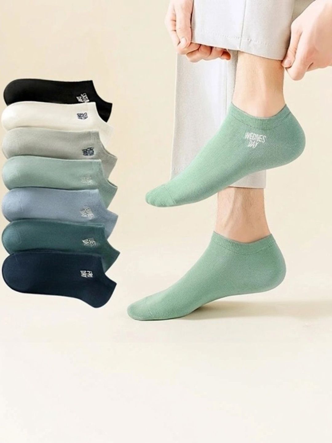 BEAR&BEYOND Men Pack of 7 Cotton Assorted Ankle Length Socks-picture-33