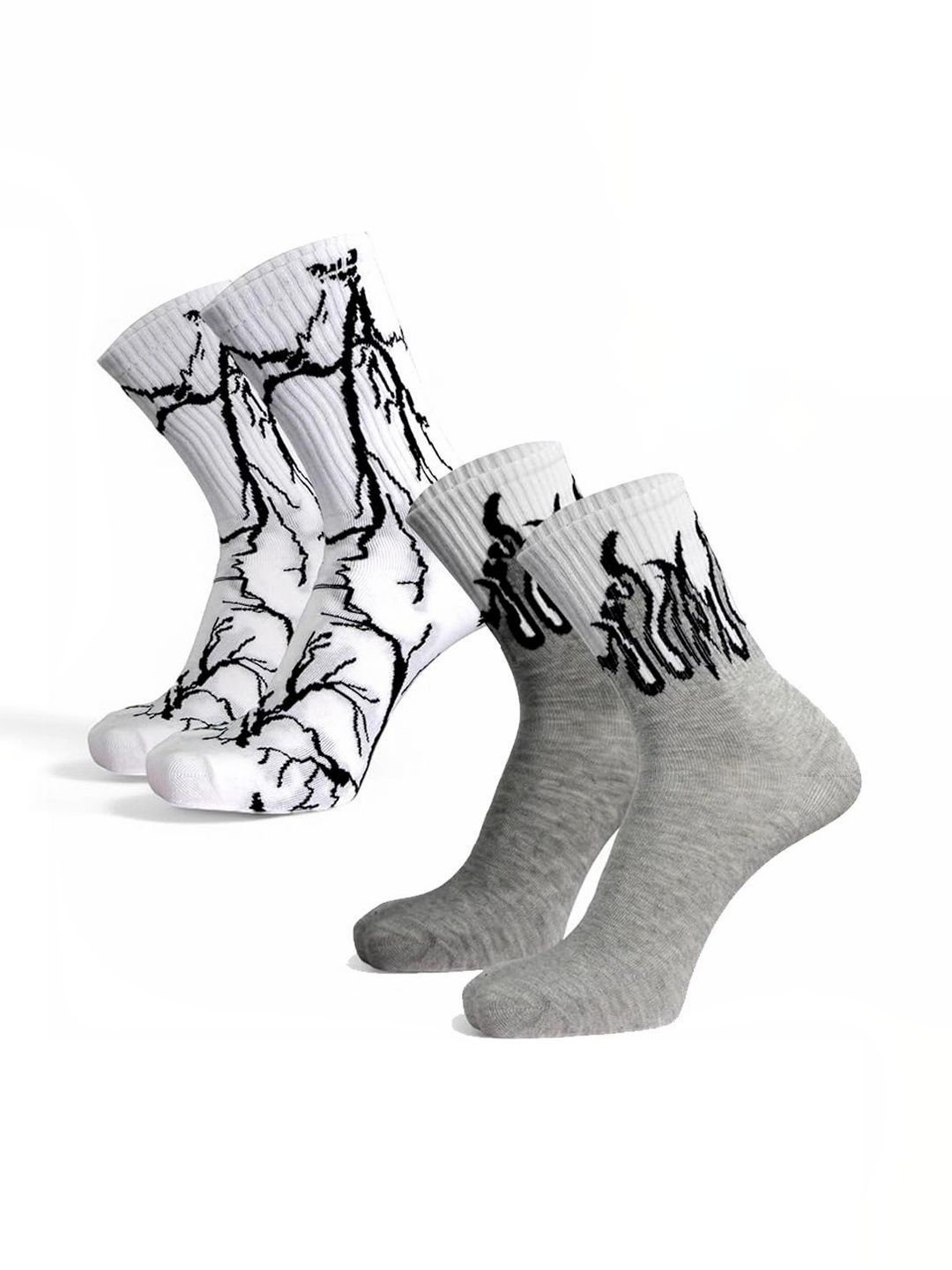 BEAR&BEYOND Men Pack of 2 Cotton Assorted Patterned Above Ankle Socks-picture-48