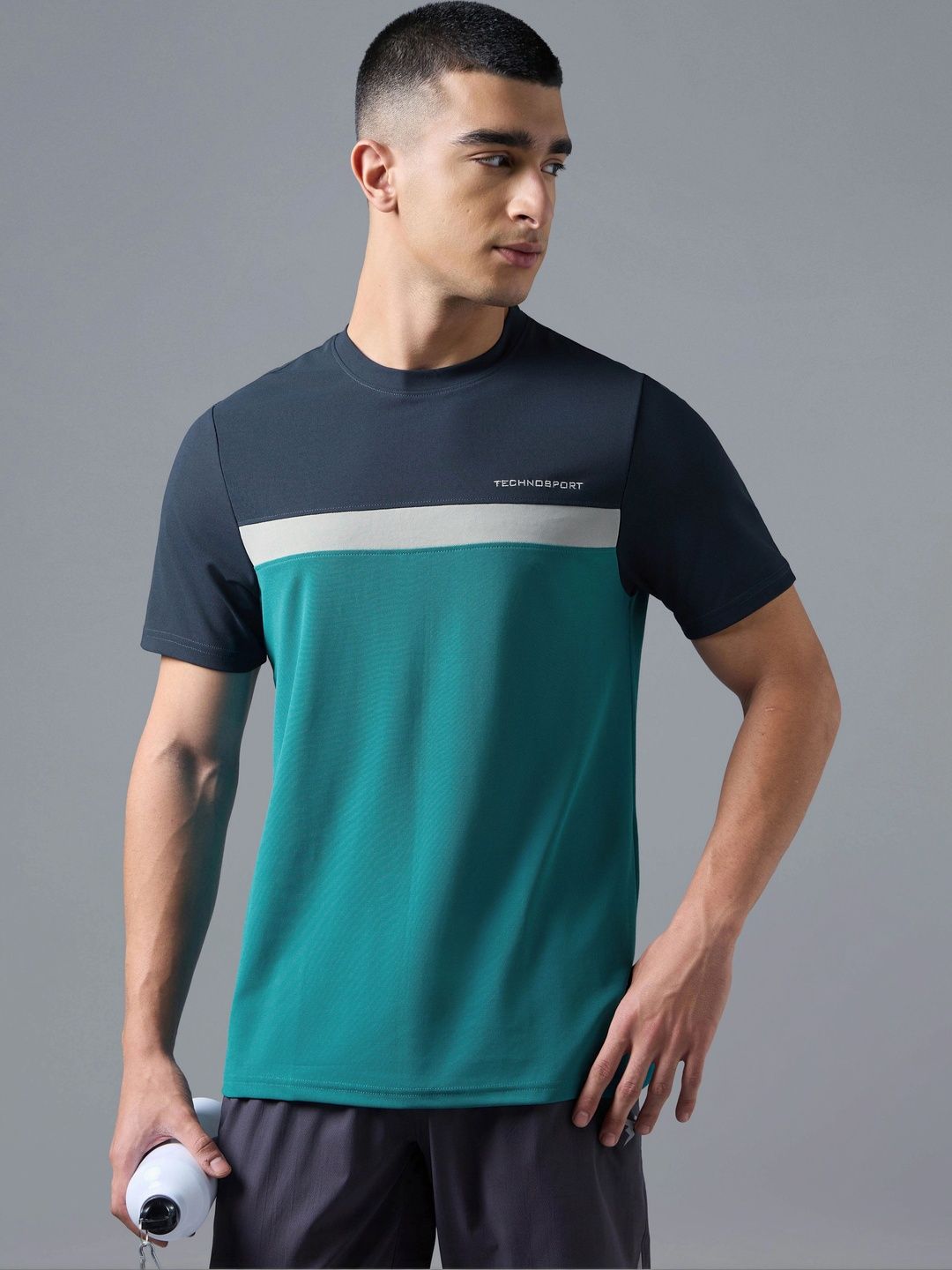Technosport Men Colourblocked Slim Fit T-shirt-picture-15