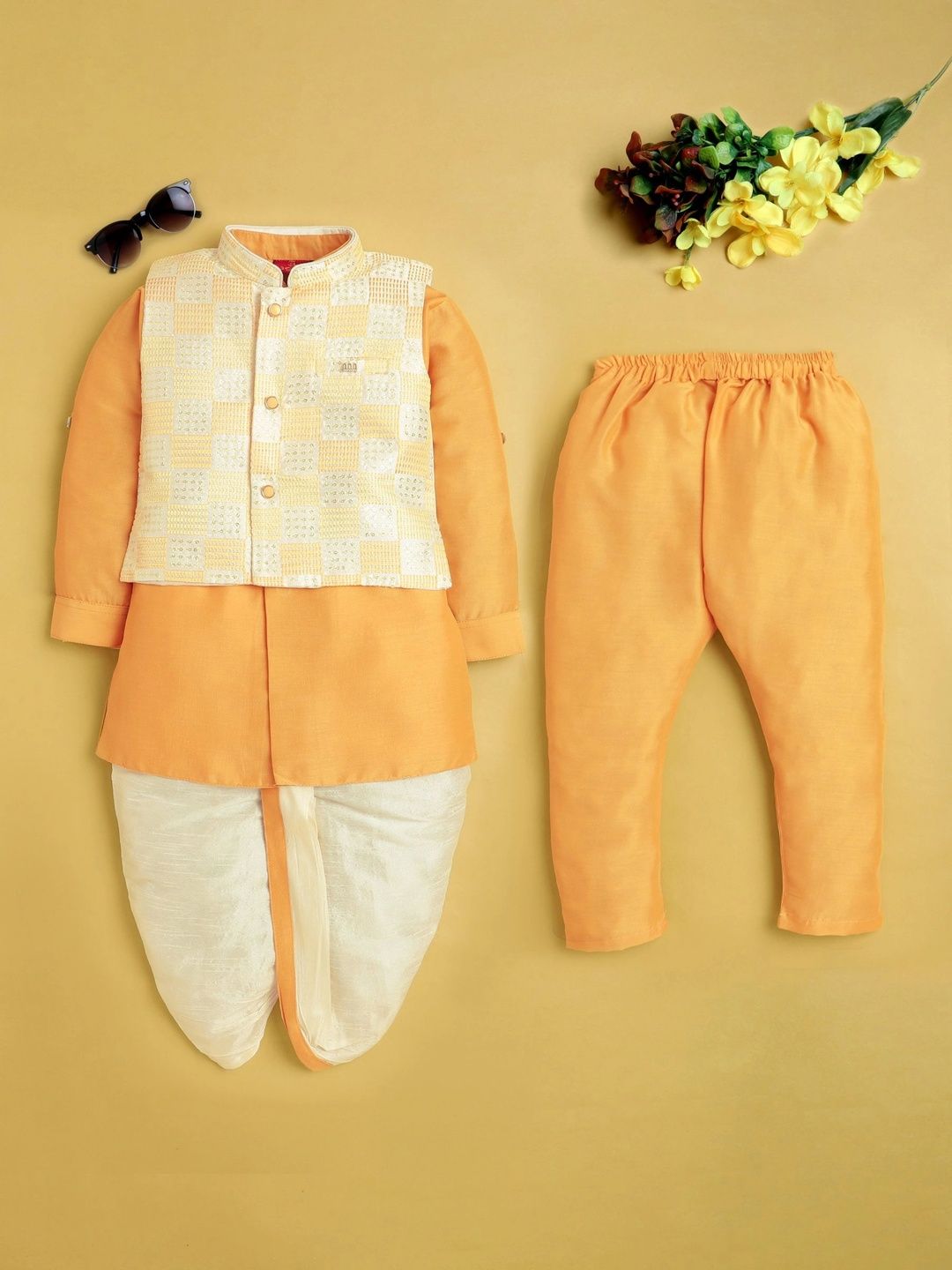 Sparklepop Boys Embroidered Mandarin Collar Sherwani-picture-47