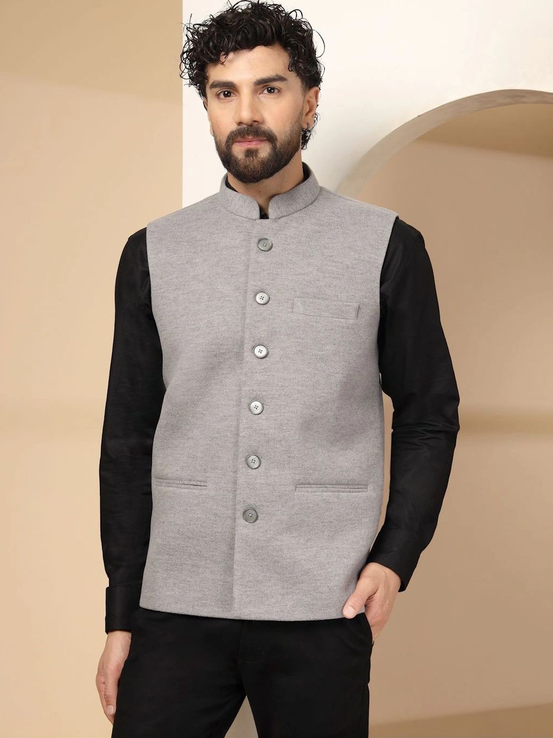 DEIFIC Mandarin Collar Sleeveless Nehru Jackets-picture-10