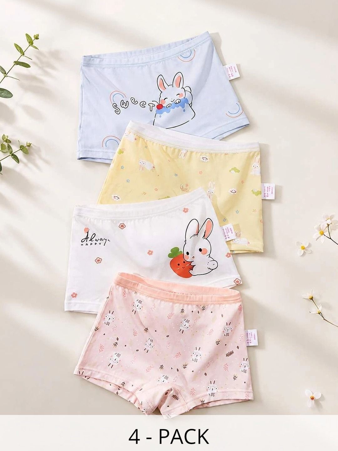 TPJ Mart Girls Pack of 4 Printed Anti Bacterial Assorted Cotton Boy Shorts-picture-32