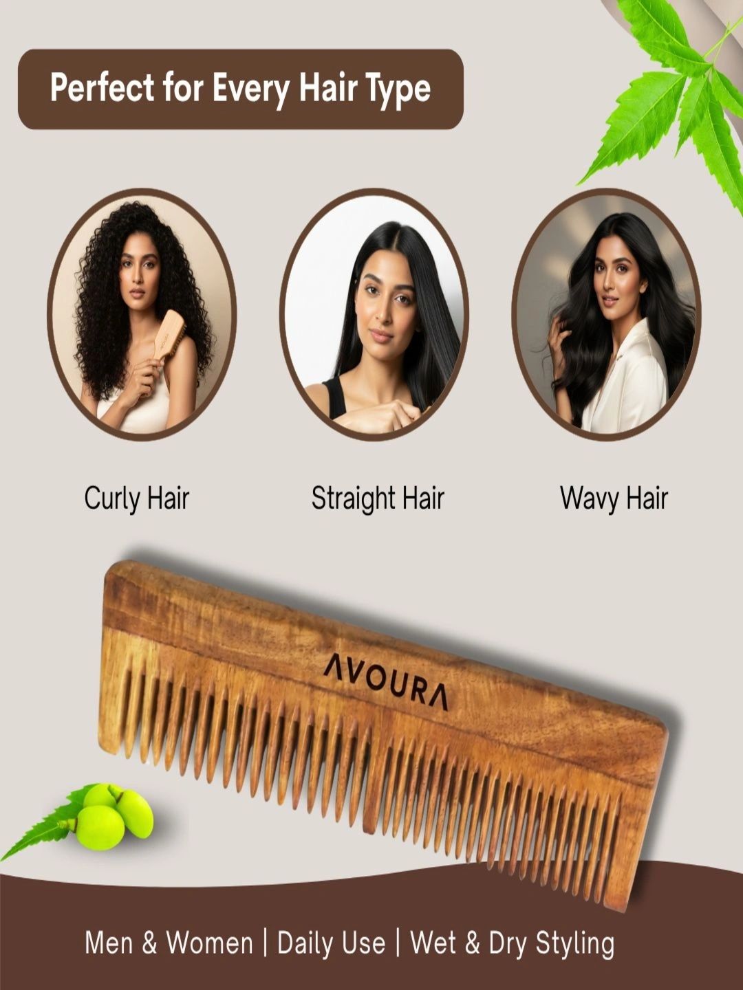 avoura Set Of 2 Neem Wooden Comb For Dandruff-picture-13