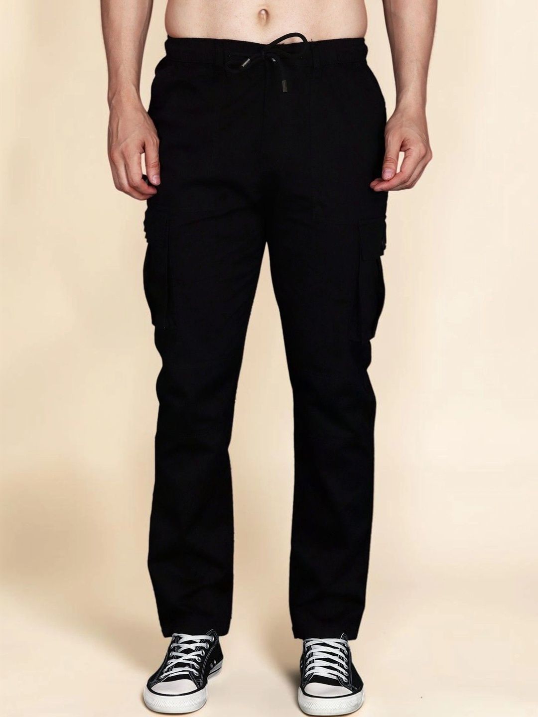 Mast & Harbour Men Relaxed Straight Leg Easy Wash Cargos Trousers-picture-51