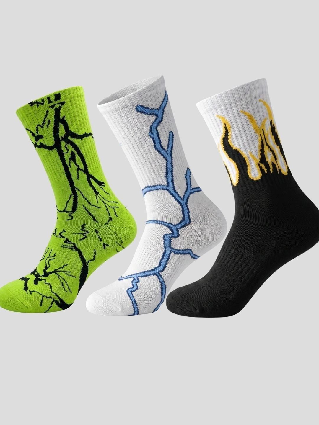 Moda Rapido Men Pack of 3 Cotton Blend Patterned Calf Length Socks-picture-38