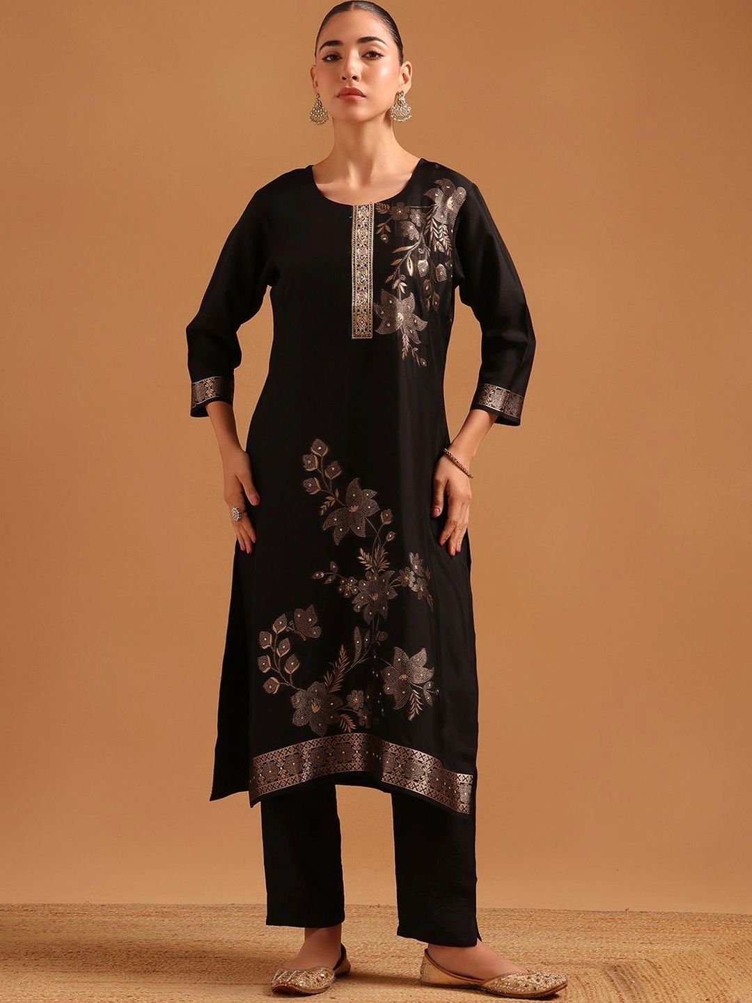 Soch Women Ethnic Motifs Embroidered Regular Kurta with Trousers & With Dupatta-picture-12