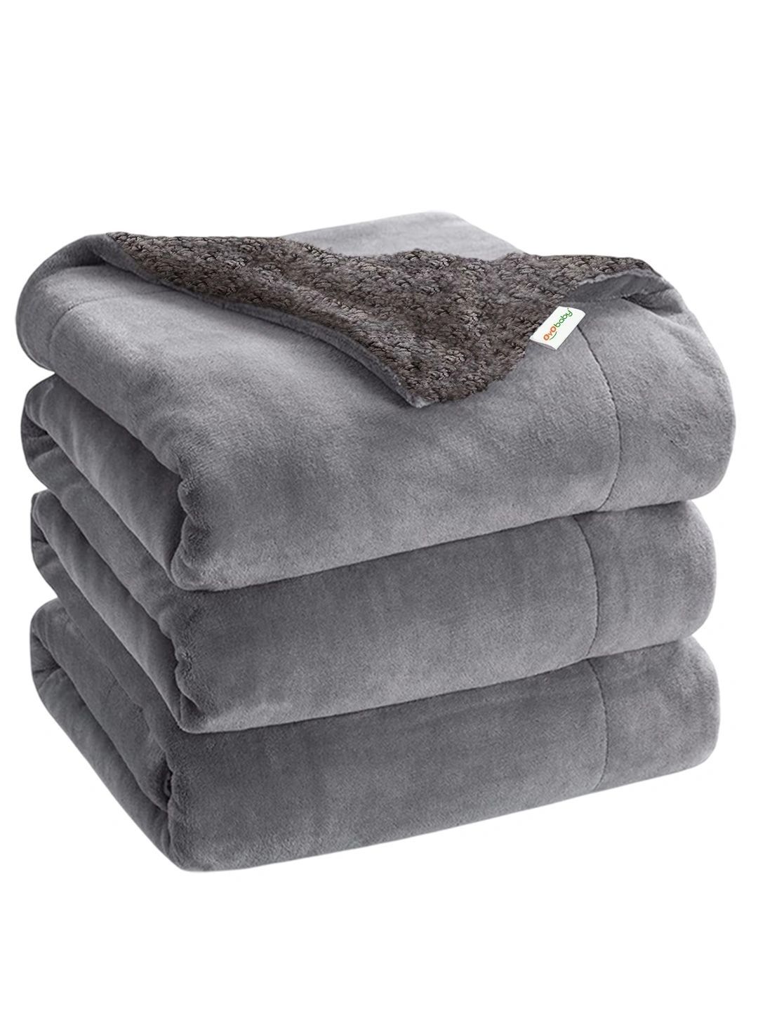OyO Baby Grey Fleece AC Room 233 GSM Blanket-image-3