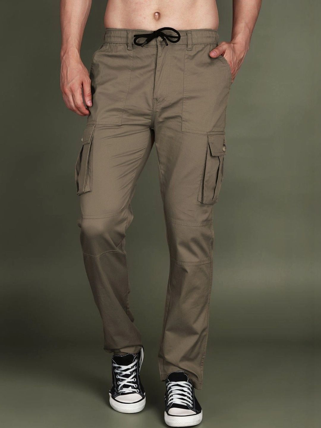 Mast & Harbour Men Relaxed Straight Leg Easy Wash Cargos Trousers-picture-26