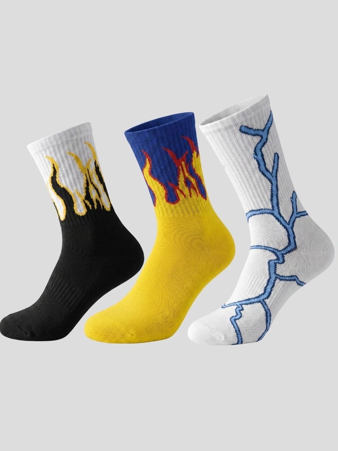Moda Rapido Men Pack of 3 Cotton Blend Patterned Calf Length Socks-picture-19