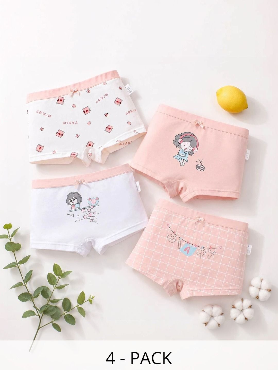 TPJ Mart Girls Pack of 4 Printed Anti Bacterial Assorted Cotton Boy Shorts-picture-53