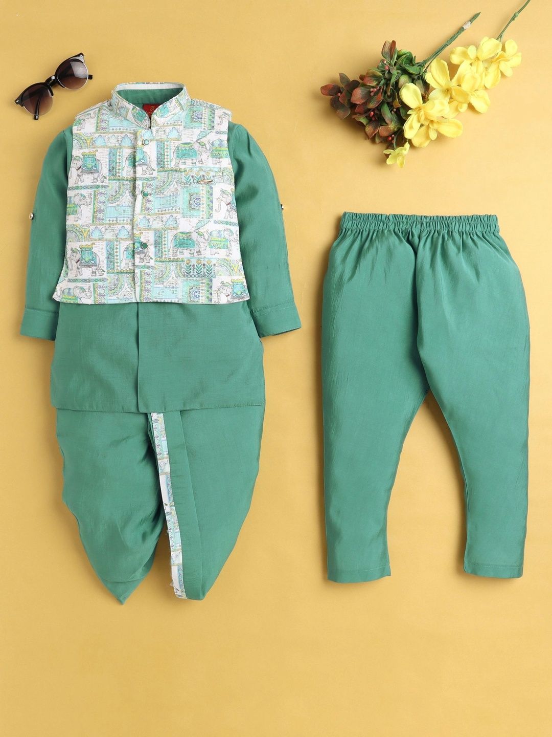 Sparklepop Boys Mandarin Collar Sherwani Set-picture-39
