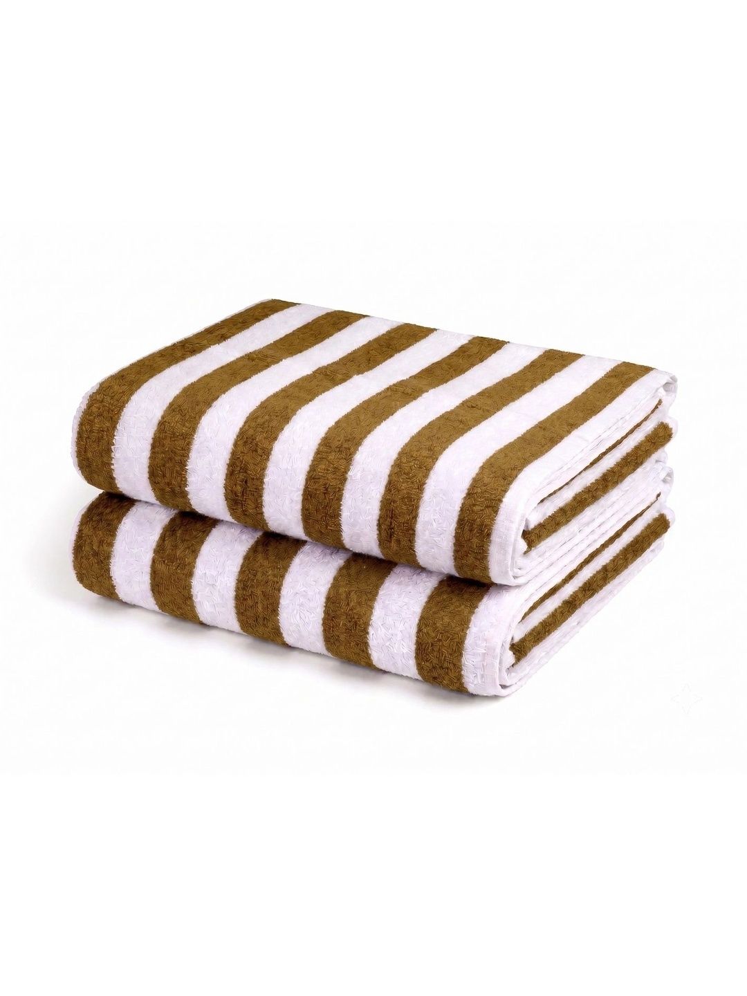 Hornbill Enterprises 2-Pcs Brown & White Striped Pure Cotton 500 GSM Beach Towels-image-20