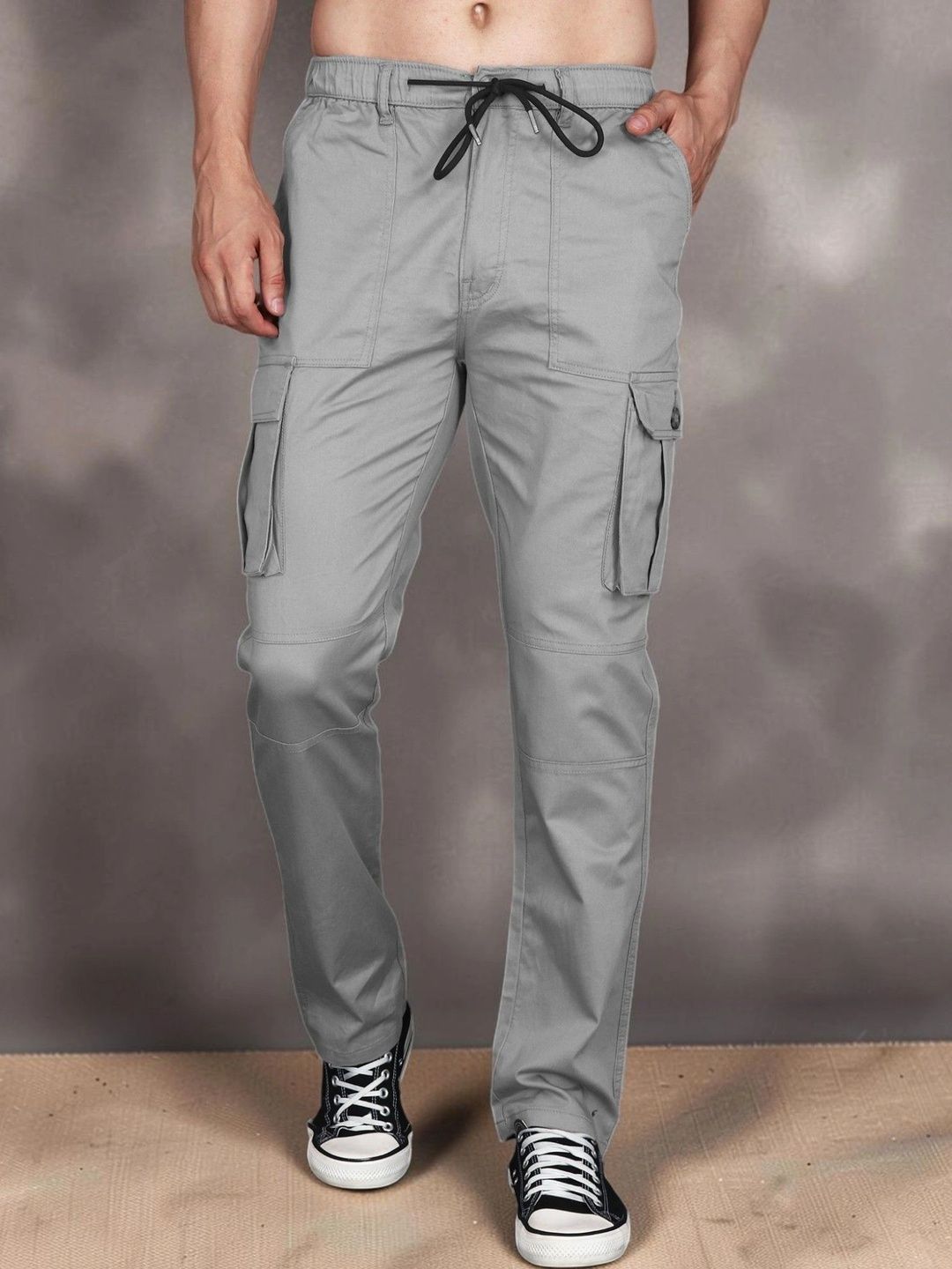 Mast & Harbour Men Relaxed Straight Leg Easy Wash Cargos Trousers-picture-53