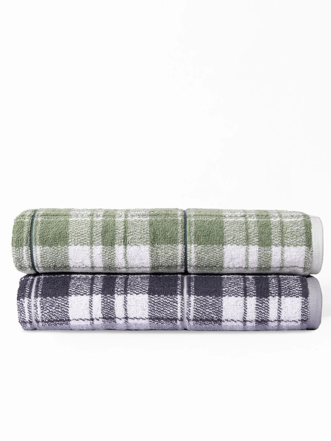 RANGOLI Green & Grey 2 Printed Cotton 520 GSM Bath Towel-image-34