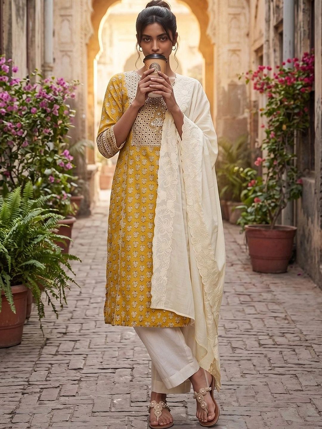 Melange by Lifestyle Ethnic Motifs Embroidered Dupatta with Thread Work-picture-16
