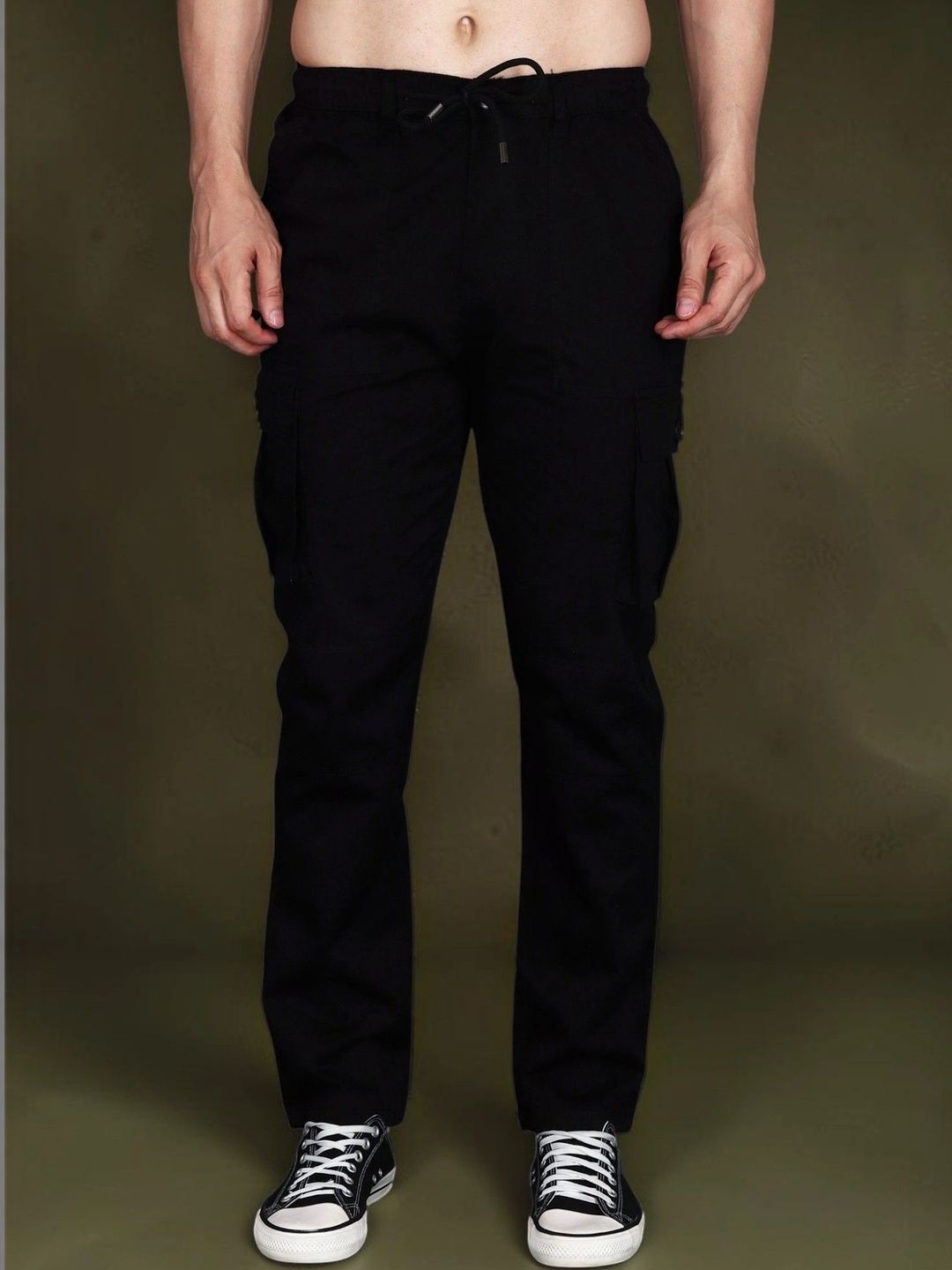 Mast & Harbour Men Relaxed Straight Leg Easy Wash Cargos Trousers-picture-24