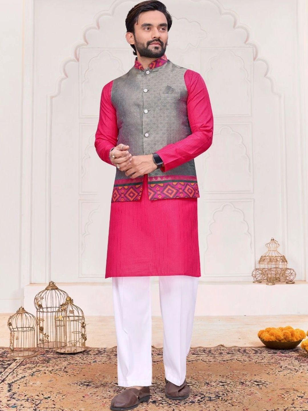 WELL TEX Men Regular Pure Cotton Kurta with Pyjamas-picture-45