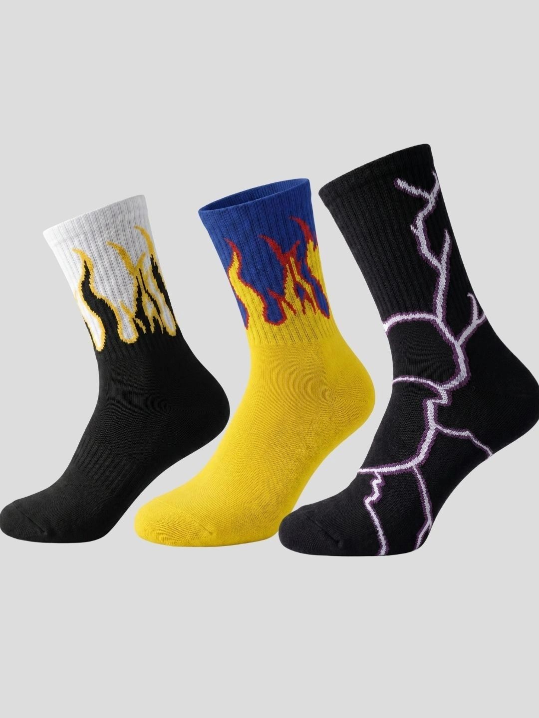 Moda Rapido Men Pack of 3 Cotton Blend Patterned Calf Length Socks-picture-30
