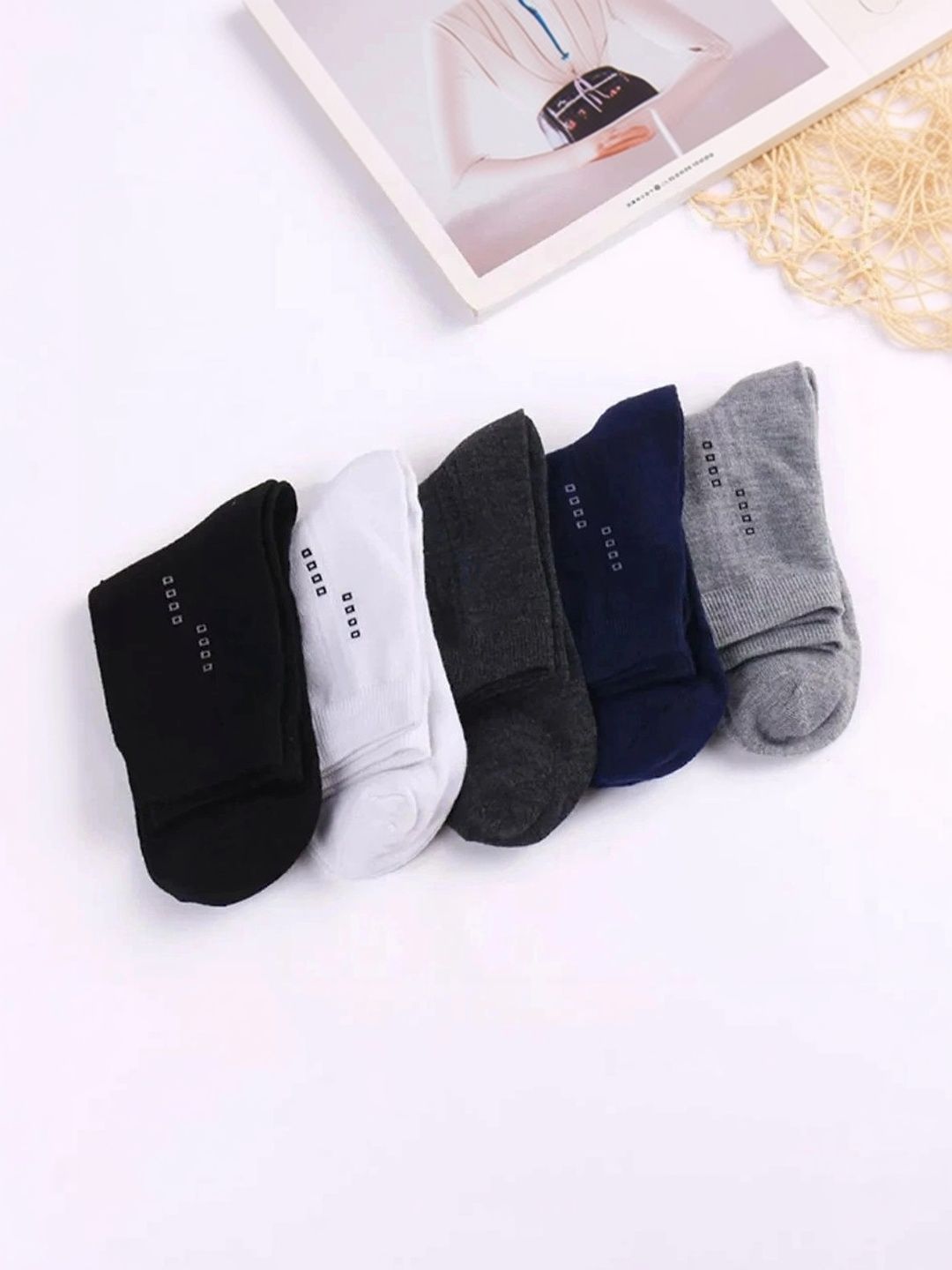 BEAR&BEYOND Men Pack of 5 Cotton Assorted Patterned Above Ankle Socks-picture-12