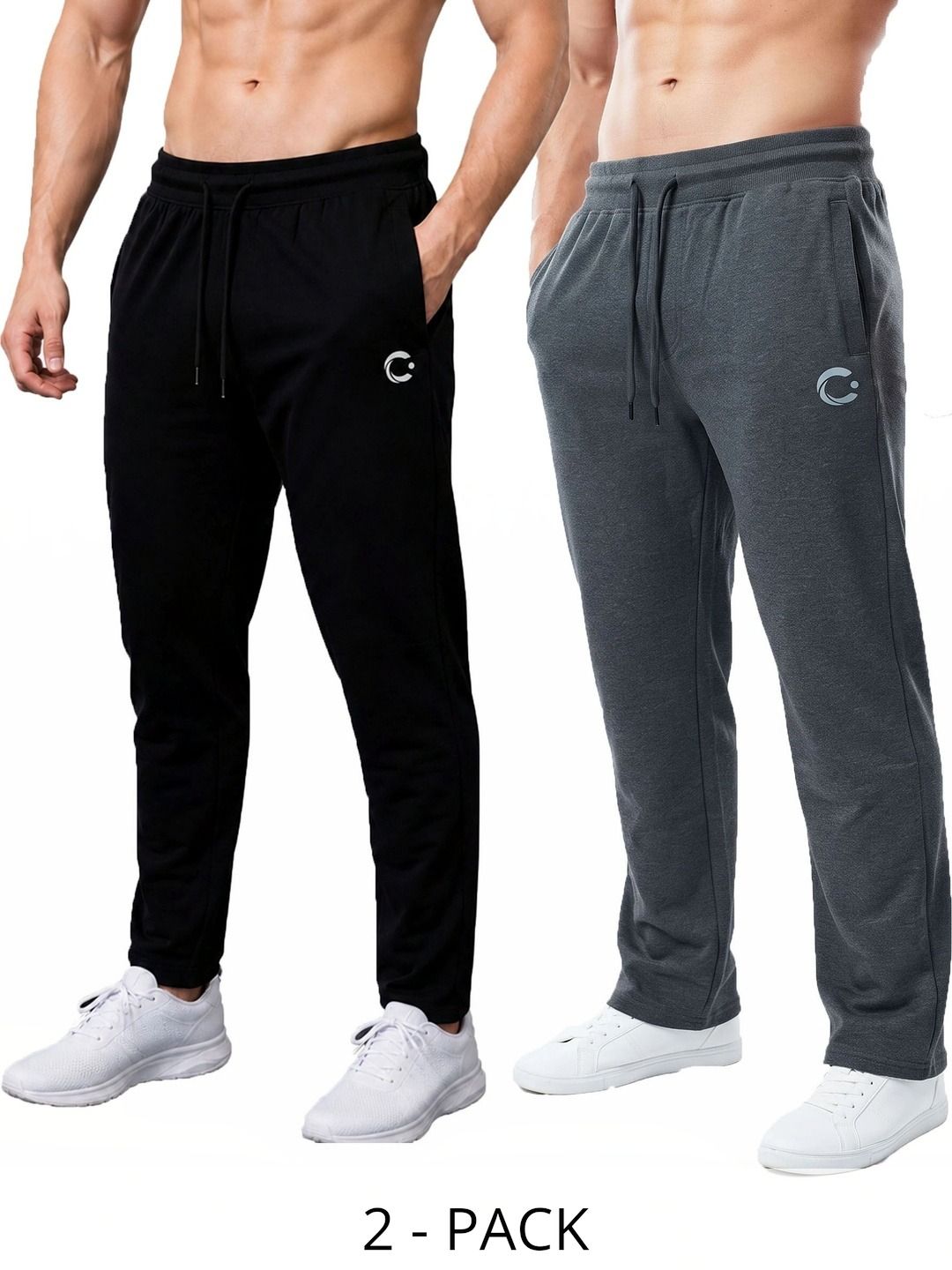 T.T. Men Pack of 2 Regular Fit Brand Logo Dri-FIT Training Track Pants-picture-42