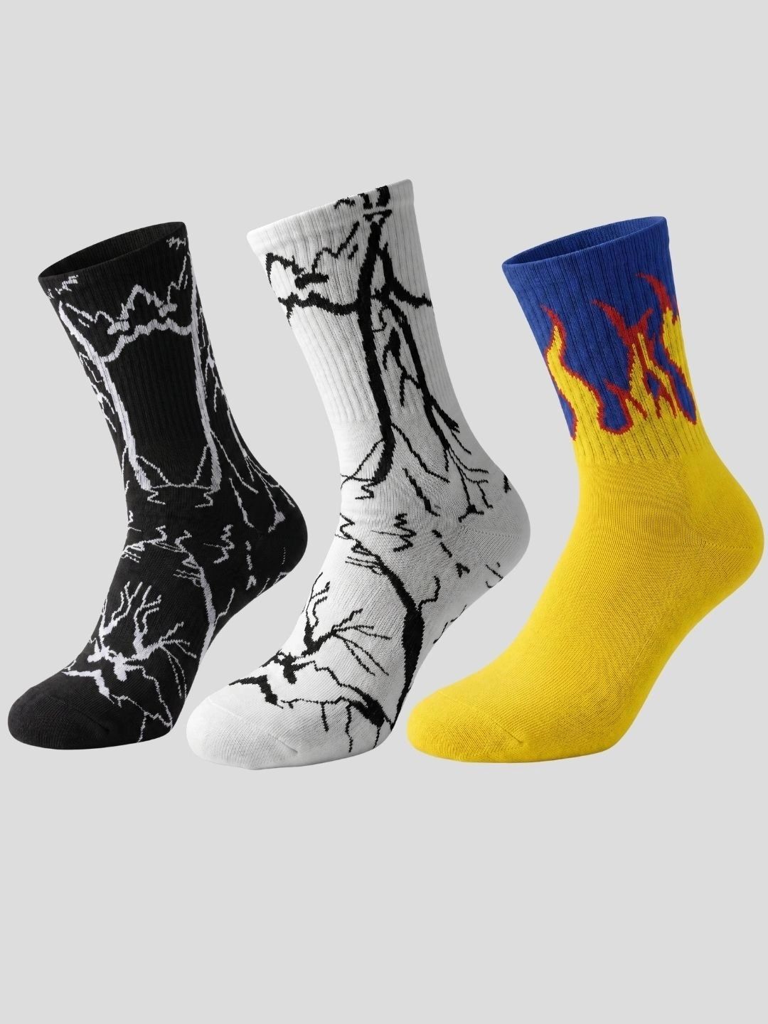 Moda Rapido Men Pack of 3 Cotton Blend Patterned Calf Length Socks-picture-36