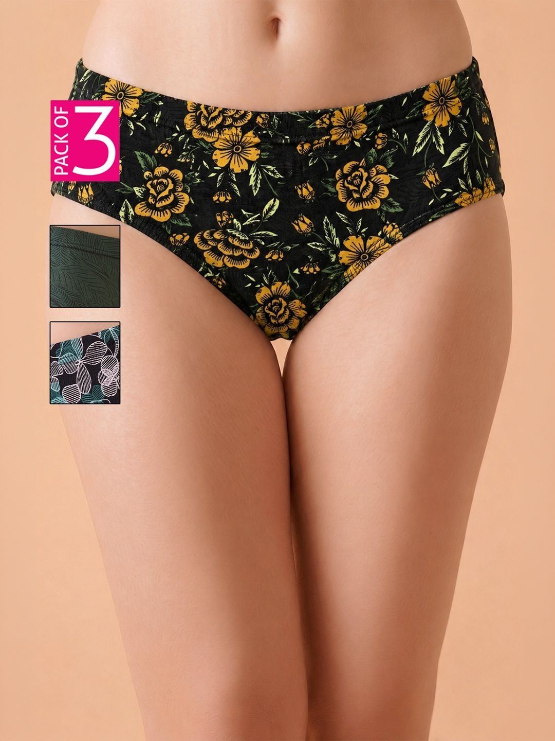 Clovia Women Pack of 3 Printed Cotton Bikini-picture-16