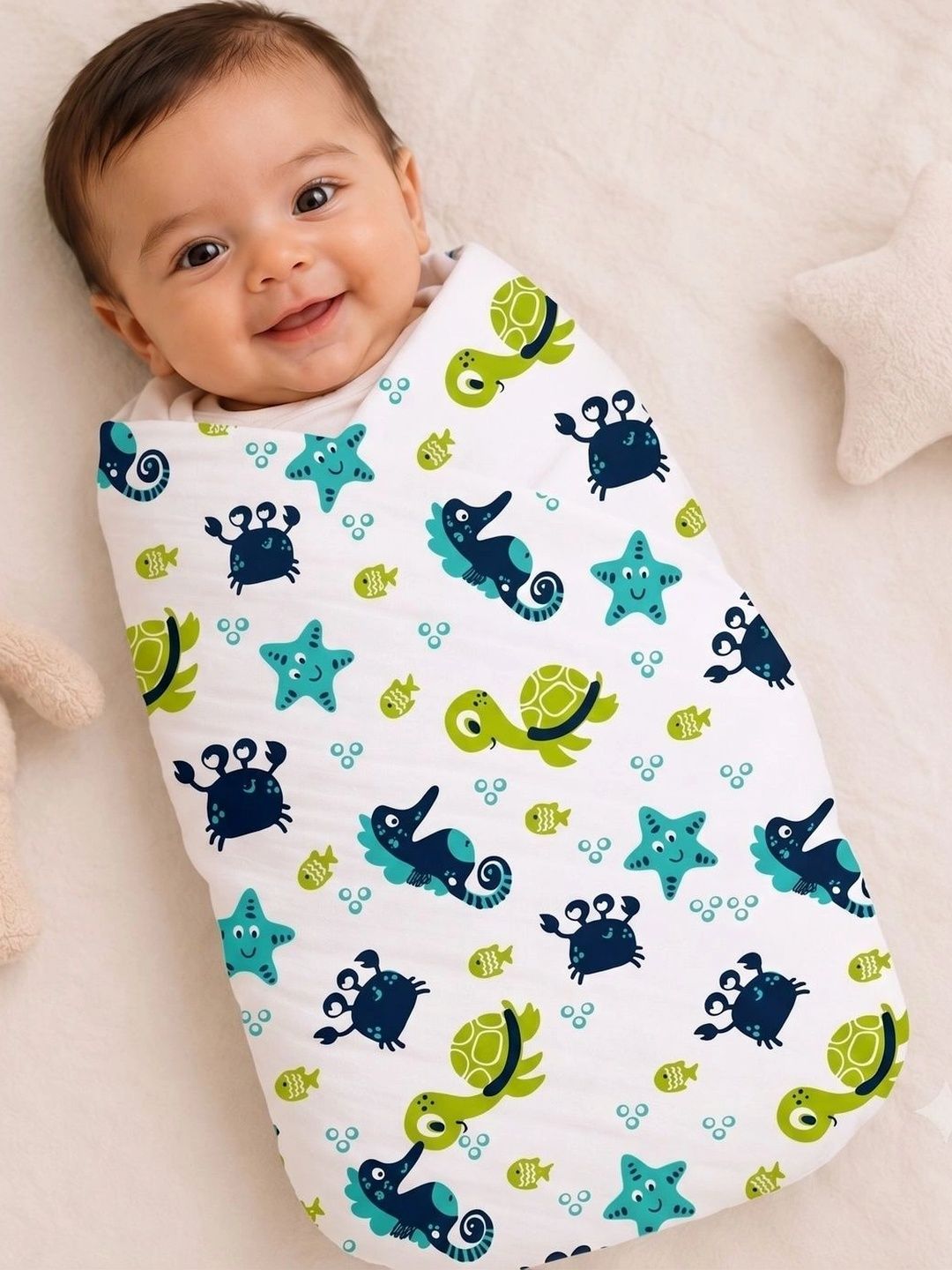Tharunsha Elite Printed Cotton Baby Swaddle-image-10