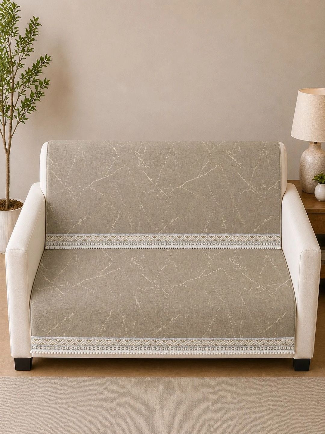 Myntra Elegant Homes Beige Printed 2 Piece Sofa Cover Without Arms-picture-47