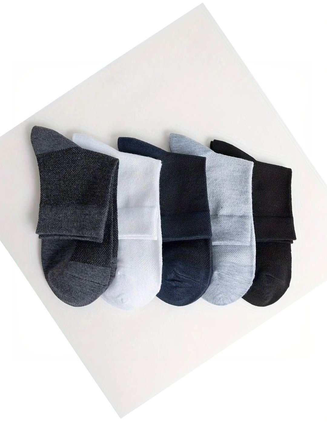 BEAR&BEYOND Men Pack of 5 Cotton Assorted Ankle Length Socks-picture-29