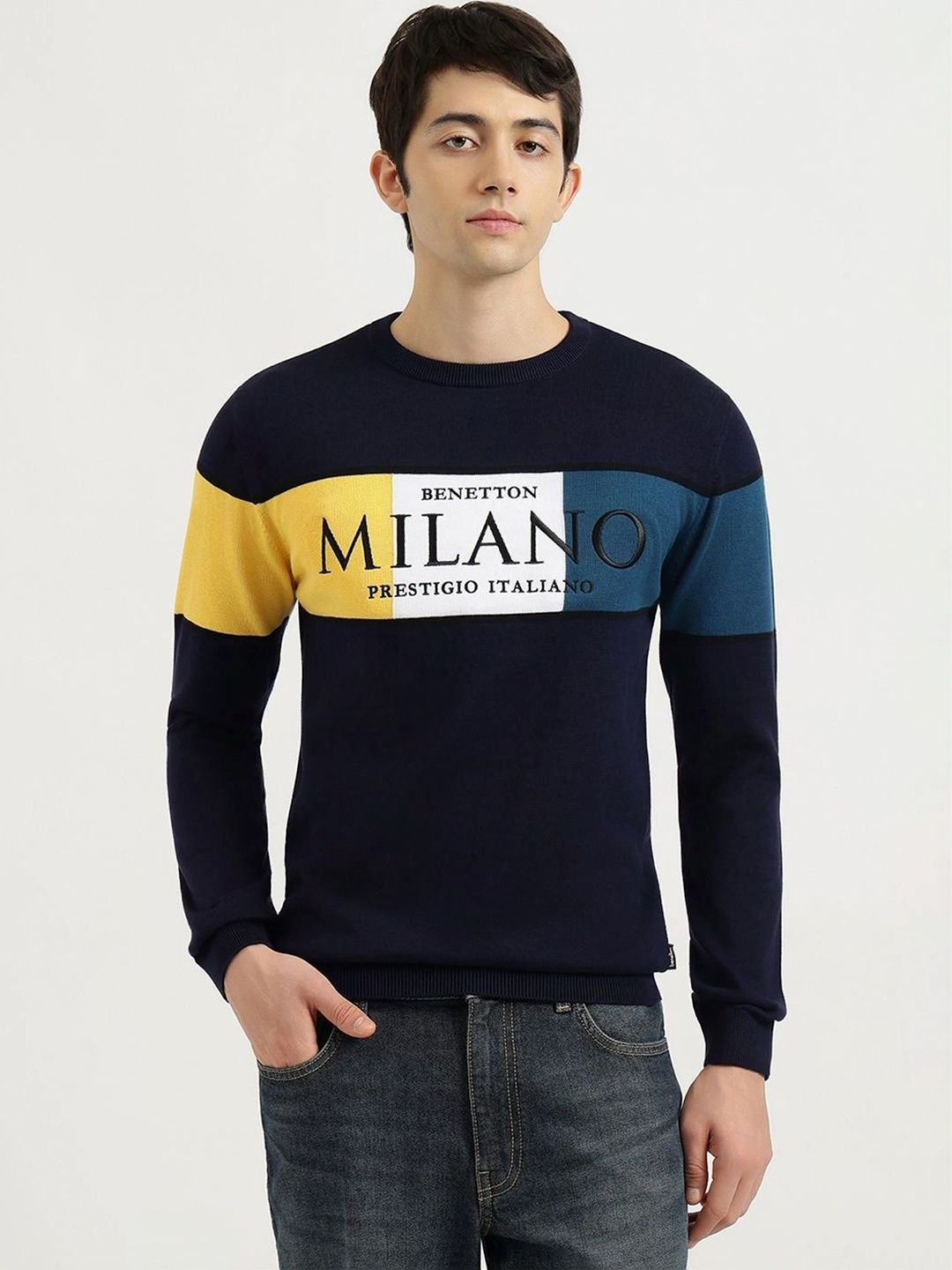 United Colors of Benetton Men Colourblocked Pullover-picture-47