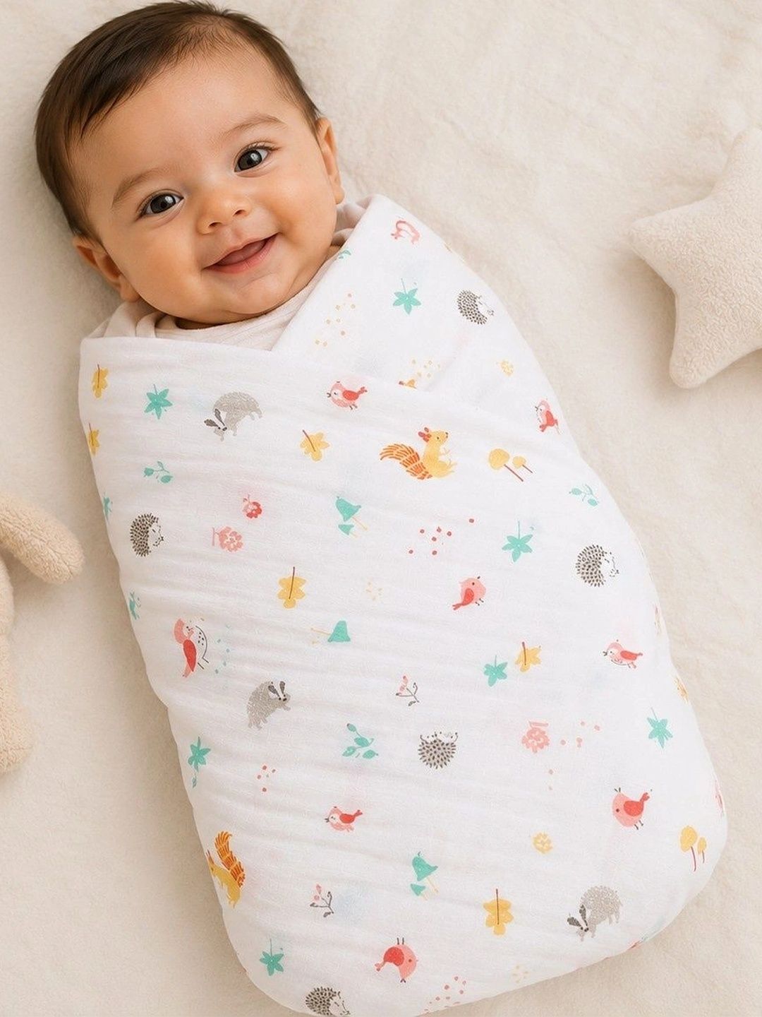 Tharunsha Elite Printed Cotton Baby Swaddle-image-2