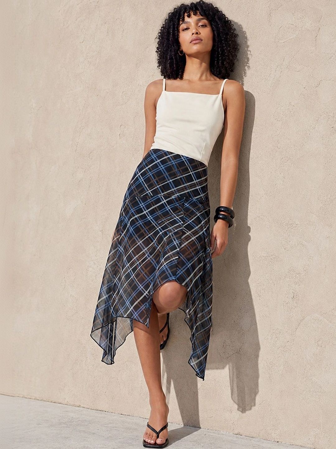 Ginger by Lifestyle Women Checked Midi A-Line Skirt-picture-11