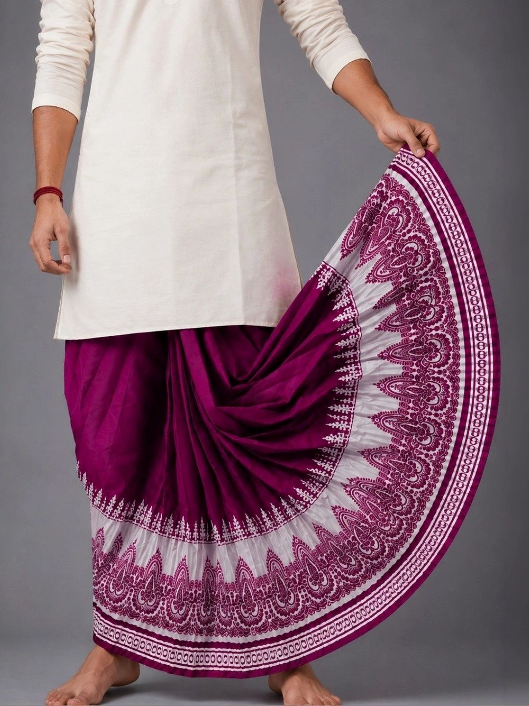 GOURI COLLECTIONS Men Printed Silk Dhoti Dhotis-picture-12