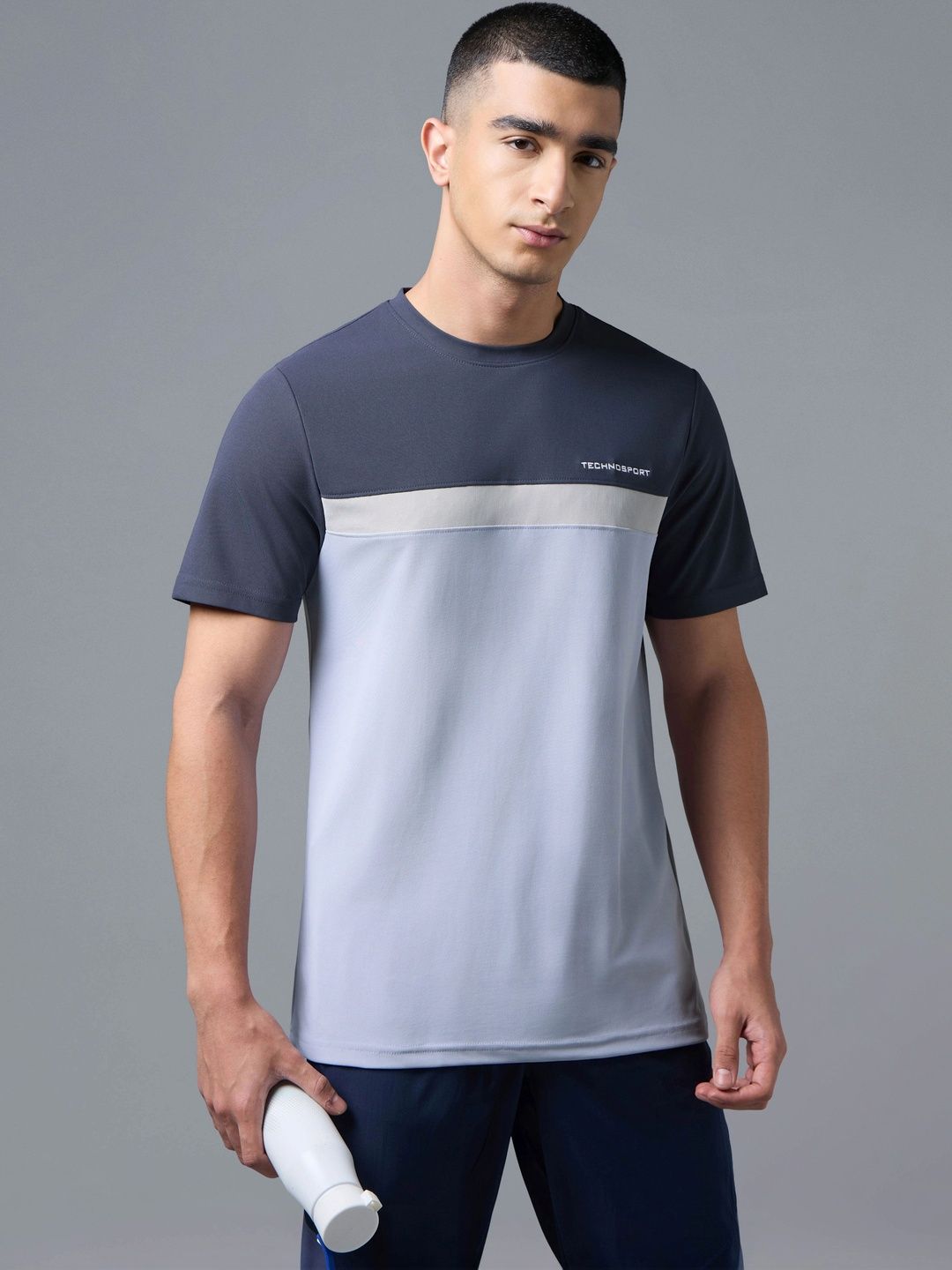 Technosport Men Brand Logo Colourblocked Slim Fit T-shirt-picture-28