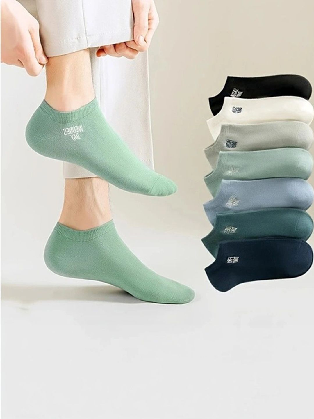 BEAR&BEYOND Men Pack of 7 Cotton Assorted Ankle Length Socks-picture-55