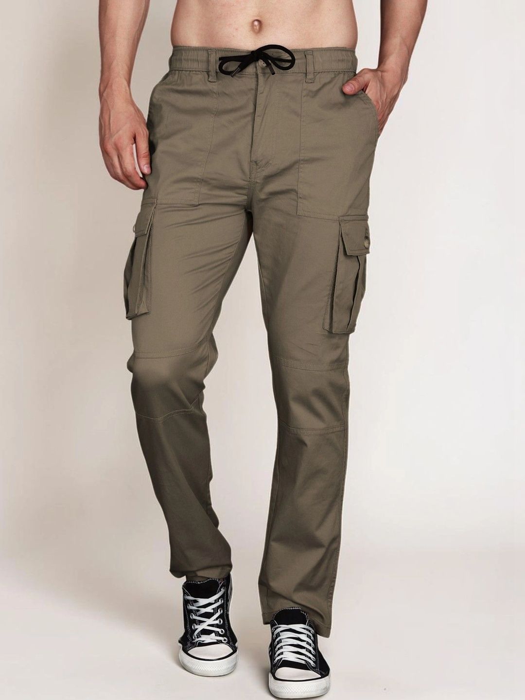 Mast & Harbour Men Relaxed Straight Leg Easy Wash Cargos Trousers-picture-48