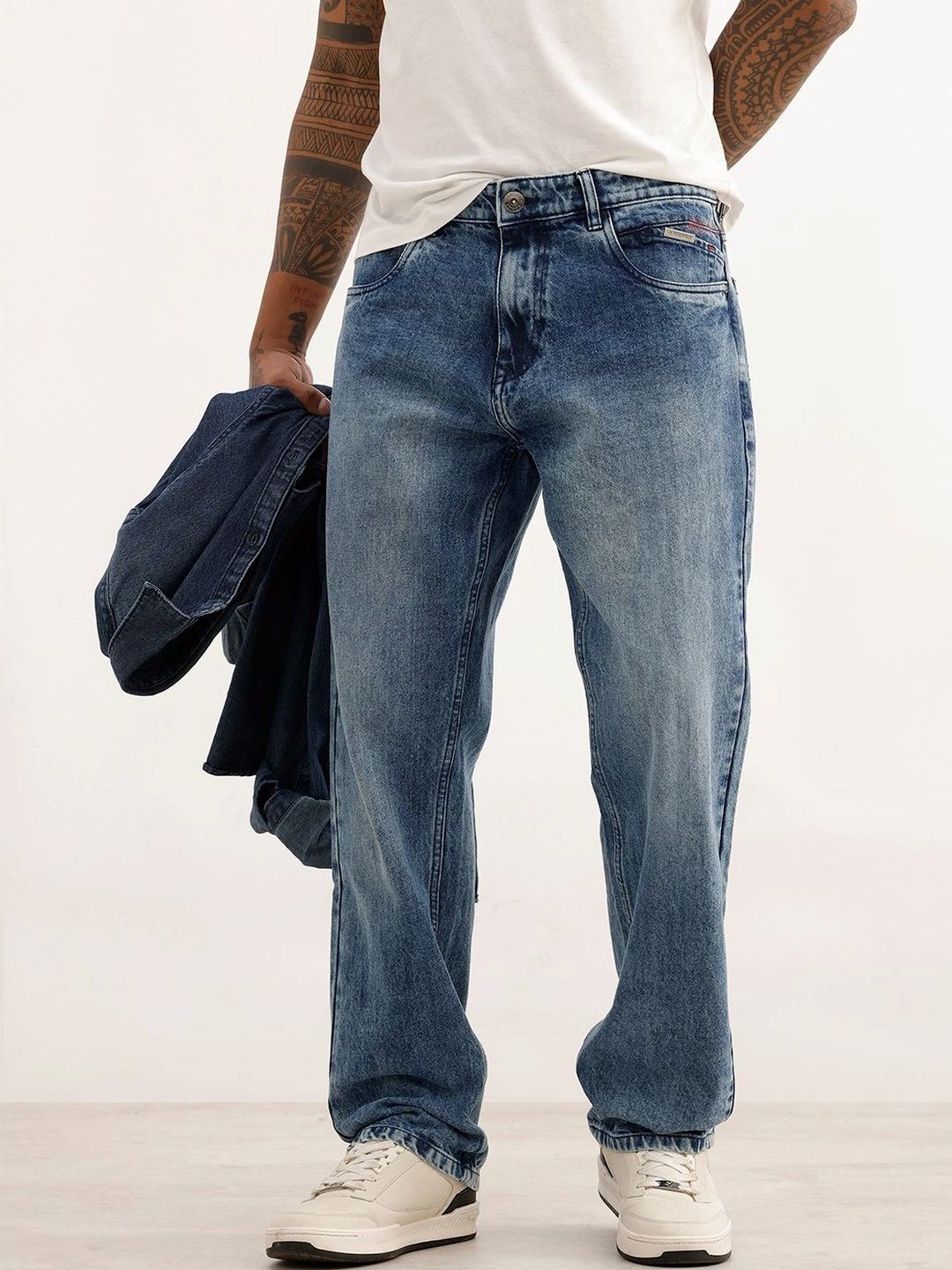 WROGN Men Anti Relaxed Fit High-Rise Stretchable Jeans-picture-11