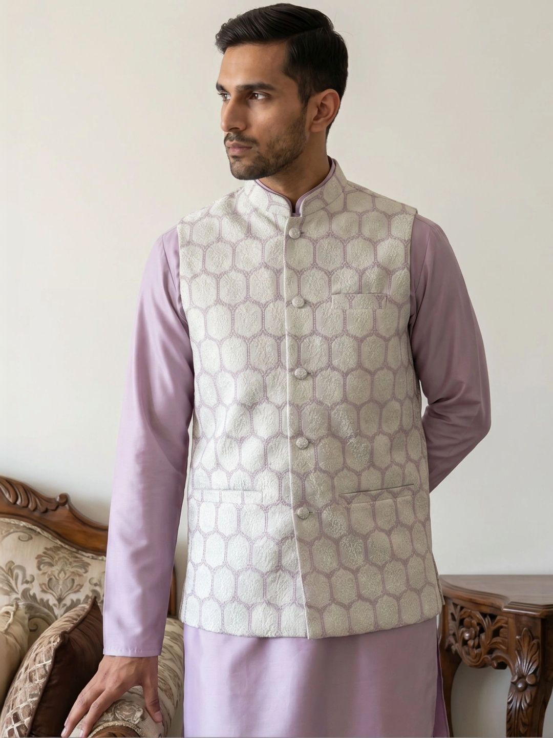 Jompers Woven Design Nehru Jackets-picture-18