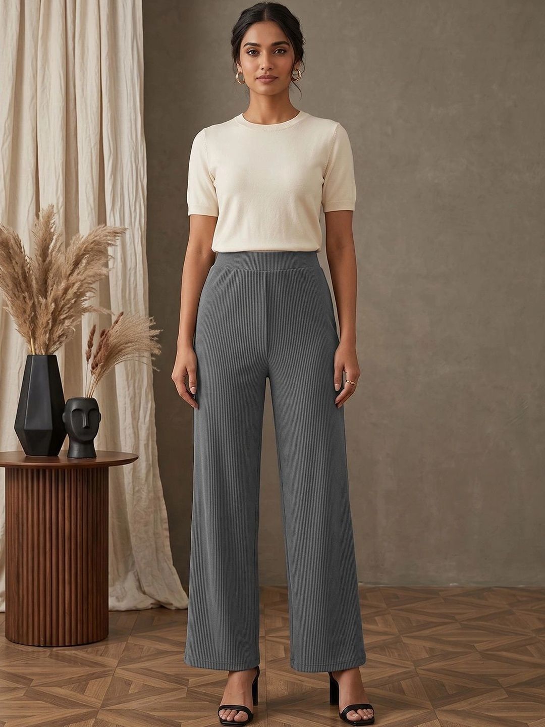 Moda Rapido Women Comfort Flared High-Rise Trousers-picture-38